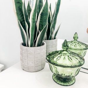 Vintage MCM Midcentury Green Depression Glass Dish